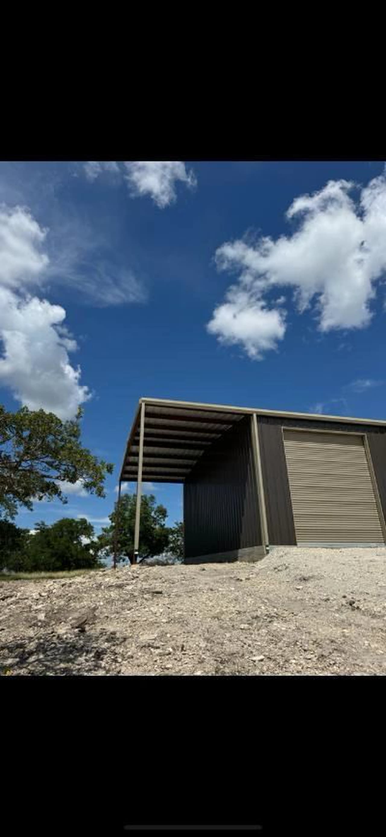 Custom barndominium frame, ranch property